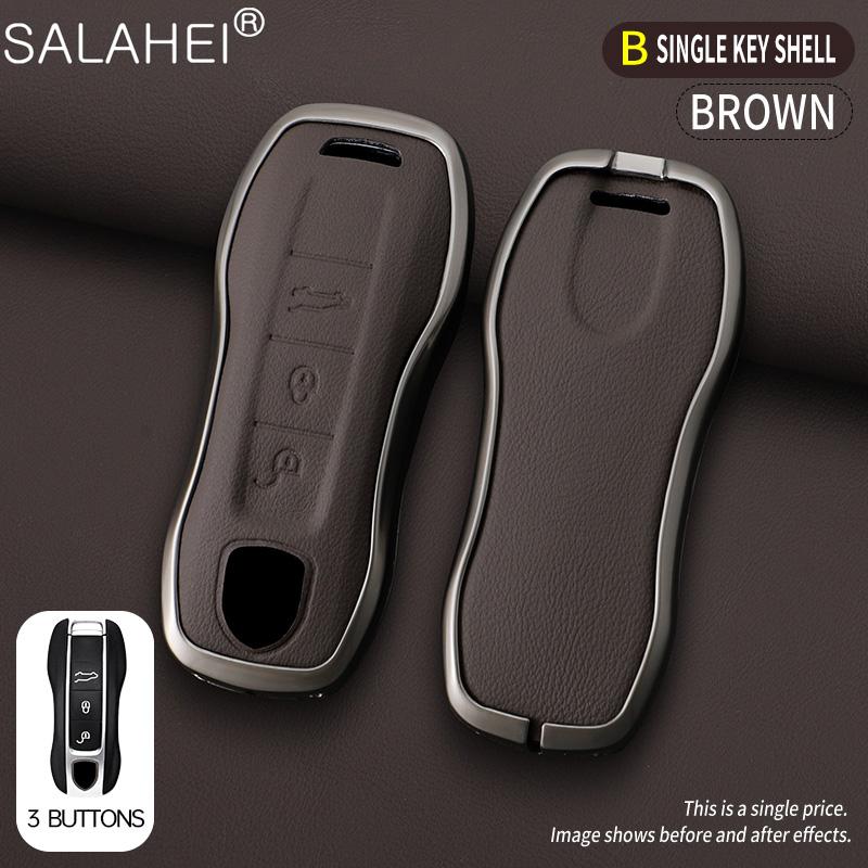 Car Key Case Cover Shell For Porsche Panamera Spyder Carrera Macan Boxster Cayman Cayenne 911 970 981 991 Keychain Accessories