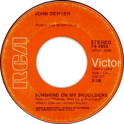 7inch Record JOHN DENVER - I'd Rather Be A Cowboy 740955 RCA Victor 1973 US Folk Used