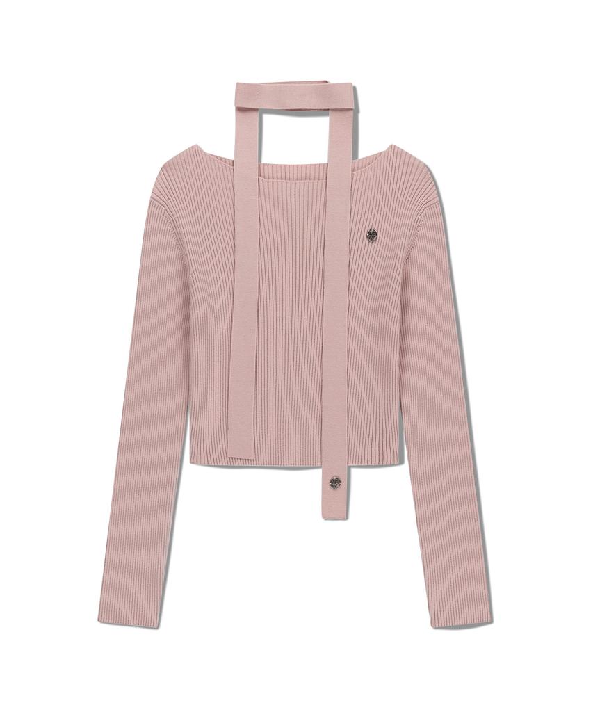 Malittepeulangsowajeobeo W Muffler Set Knit Pink