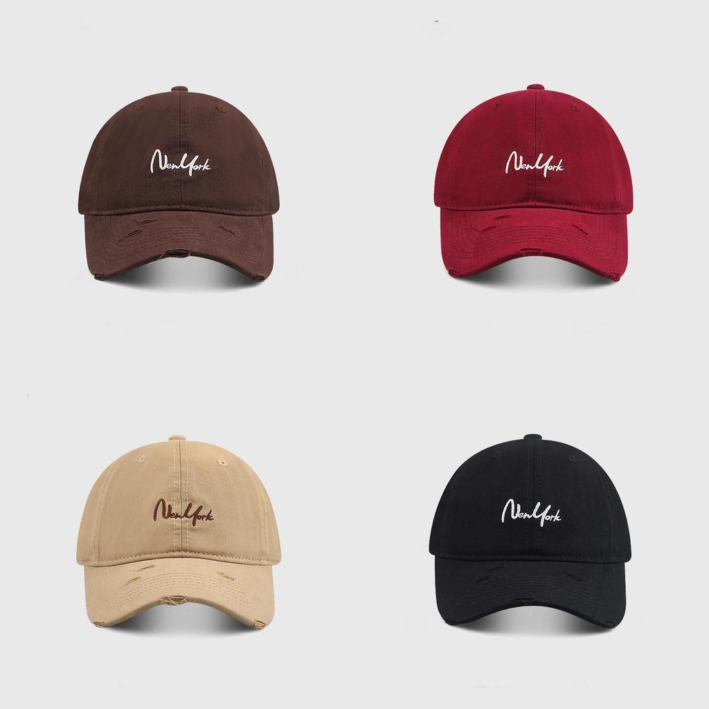 Cotton Baseball Cap With Embroidered Letters And Wide Brim For Sun Protection