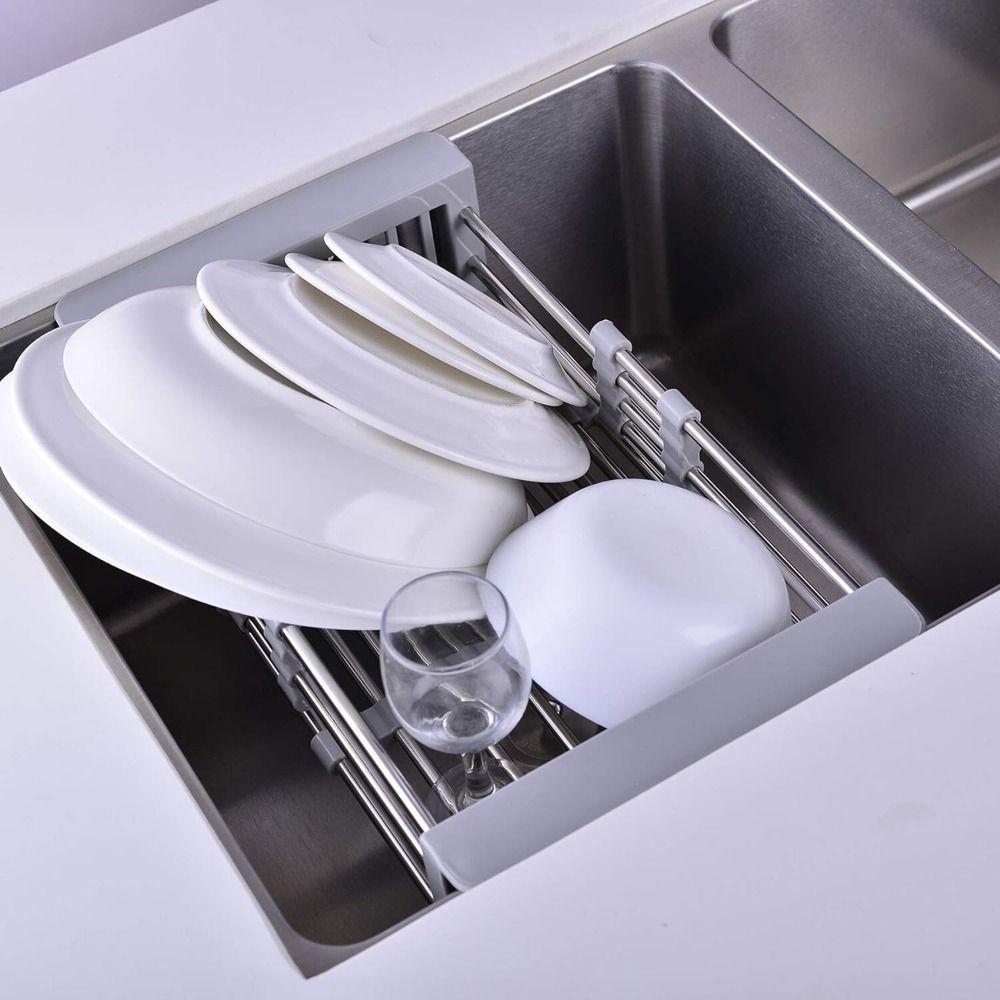 Multipurpose Dish Drying Rack Stainless Steel Sink Cleaning Basket Dish Washing Shelf Fruits