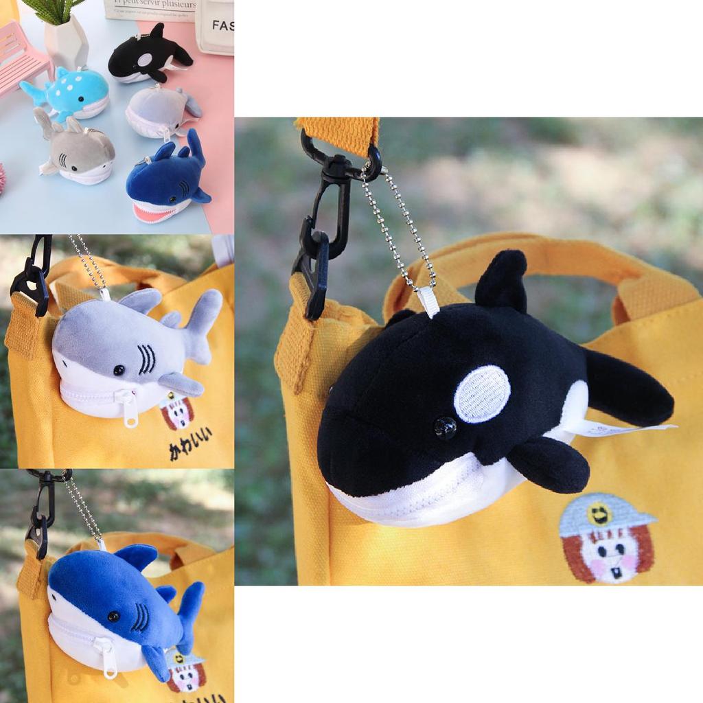Cute Shark Blue Whale Orcinus Orca Plush Doll Pendant Wallet For Kids Gift And Accessories