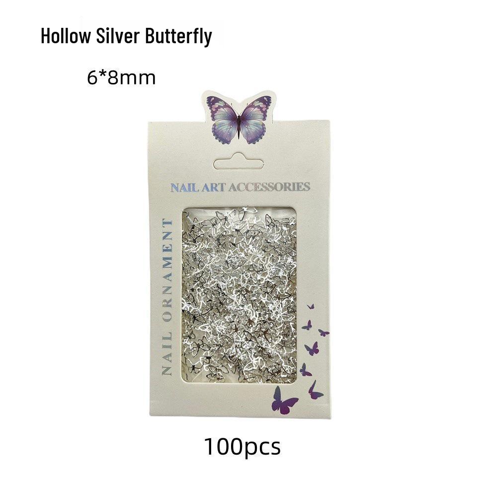 Super Sparkle Gold & Silver 3D Butterfly Nail Art Decorations