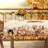 1 Piece Of Autum Round And Rectangular Tablecloths, Available In Various Sizes, Cute Squirrel, Maple Leaf Print Pattern Tablecloths, Thanksgiving Part