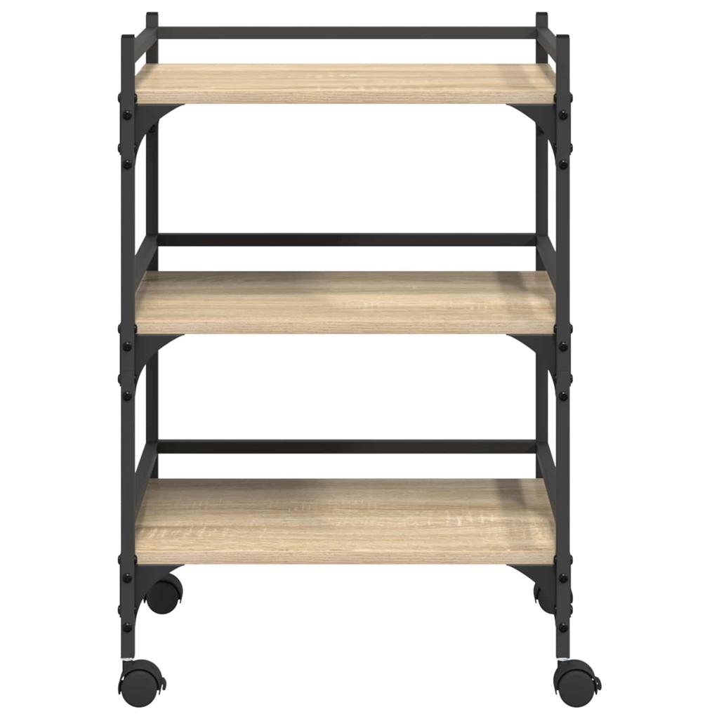 Kitchen Trolley In Sonoma Oak Finish 50 X 35 X 75.5 Cm Engineered Wood