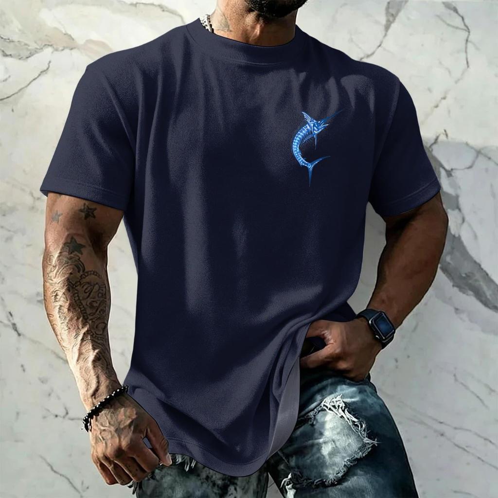 Men's Vintage Texture Printed Short Sleeve T Shirt Loose Fit Casual Summer Daily Wear Top Lightweight Breathable Fabric