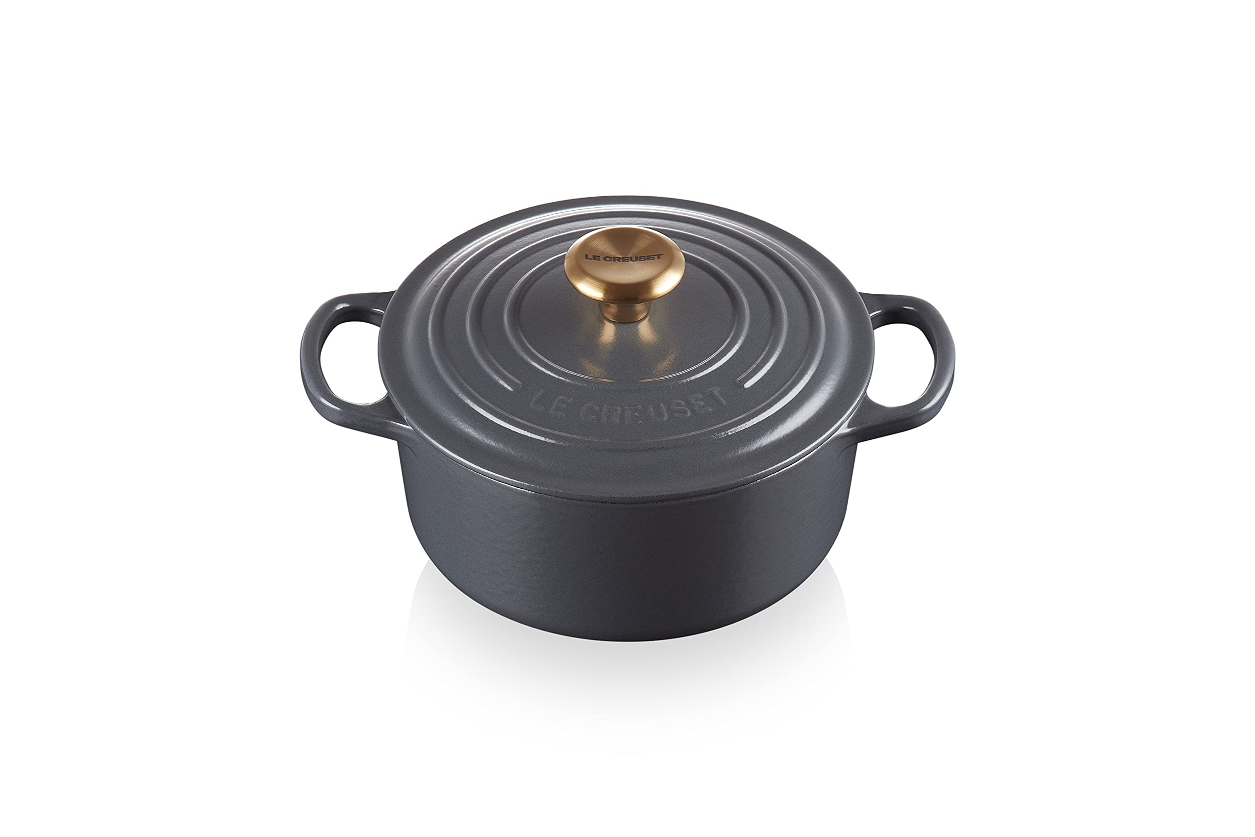 

Le Creuset Cast Enamel Pot Signature Cocotte Ronde 18 cm Graphite Gold Knob Gas IH Oven Compatible Japanese [Authorized Product]
