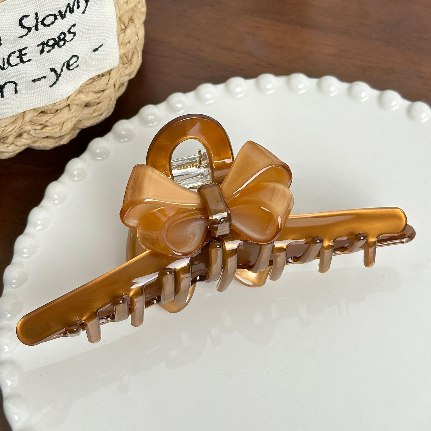 

And Chic Elegant Colorful Bow Hair Claw Clip Made Of Acetate Highquality коричневый