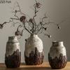 Retro Double-layer Coarse Ceramic Vase Table Decoration Artificial Flower Decorative Flowers Arrangement Room Aesthetic Decor