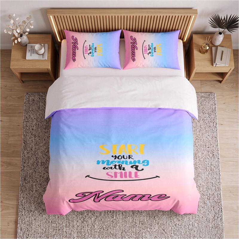 Positive energy and optimism (1) Custom Name Bedding Set 3 Pieces Bed Set Includes 1 Duvet Cover and 2 Pillowcases Soft Bed Set for Bedroom Decor Gift