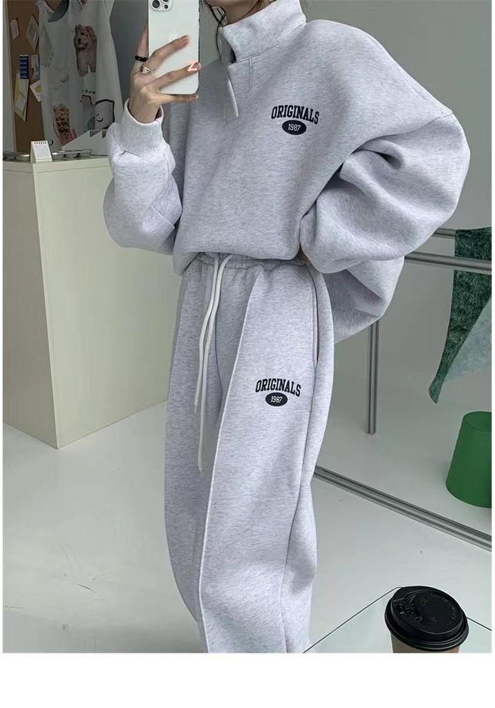 Conjunto de Sudadera Holgada y Pantalones de Chándal para Mujer Estilo Callejero Otoño/Invierno 2025