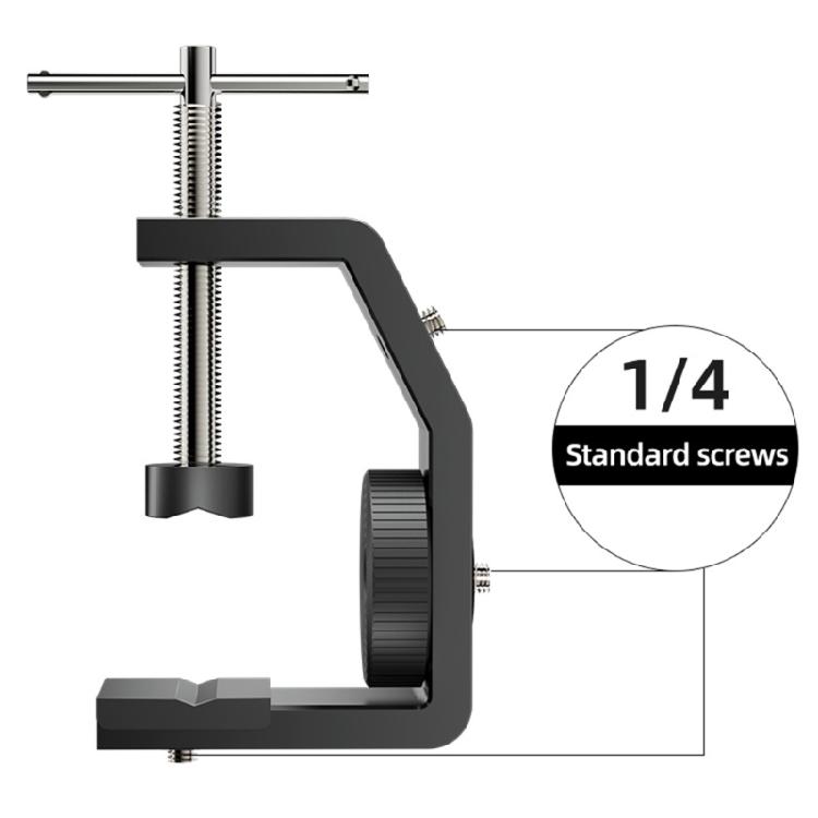 Tabletop Clamp with Multiple 1/4Inch Screw Port for Camera and Accessory  Tripod Head Fixing Clamp 3-60mm