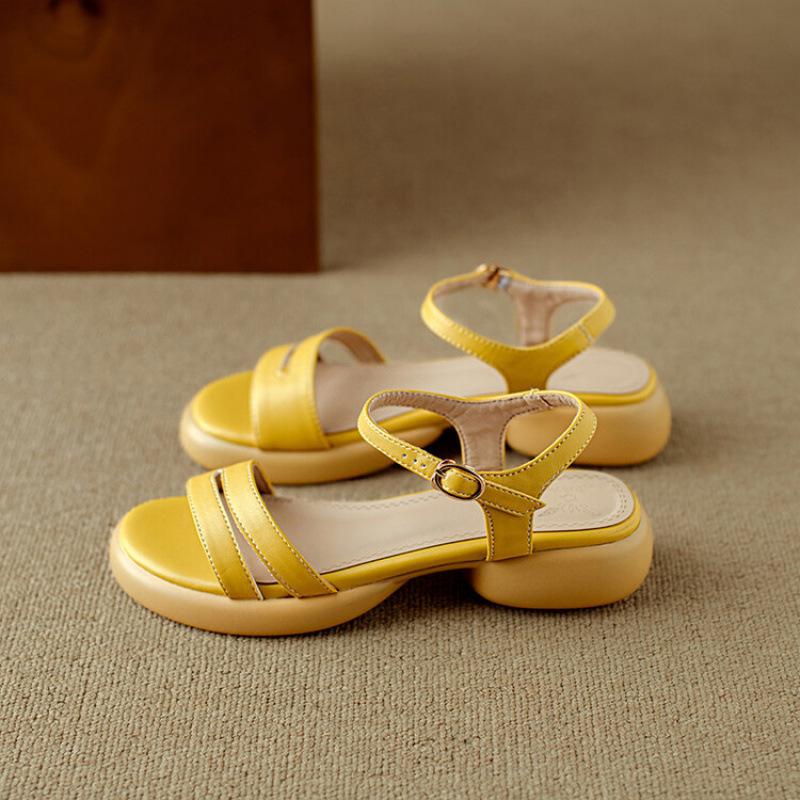 

Летние студенческие сандалии с пряжкой, однотонные, милые, в римском стиле, резиновые сандалии на мягкой подошве, новые женские сандалии 39 жёлтый