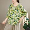 DIMANAF 2026 Summer New Plus Size Women Blouse Shirt Elegant Print Floral Lady Tops T-Shirt Cotton Loose Clothing