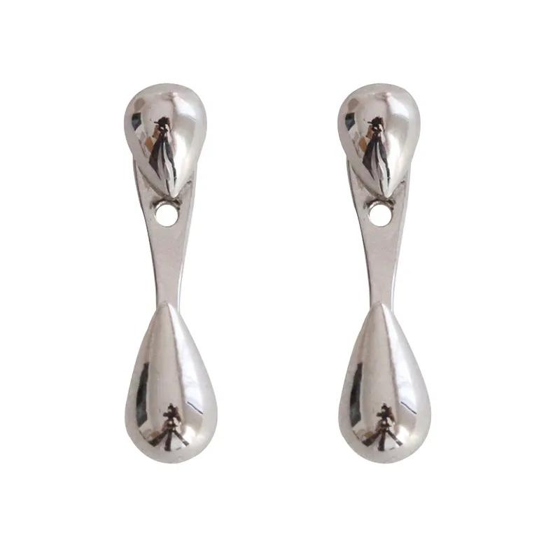 Simple Stud Earrings 2025 Trend Jewelry for Women Silver Color Water Drop Two Use Metal Ear Stud Cute Korean Small Earring Gift