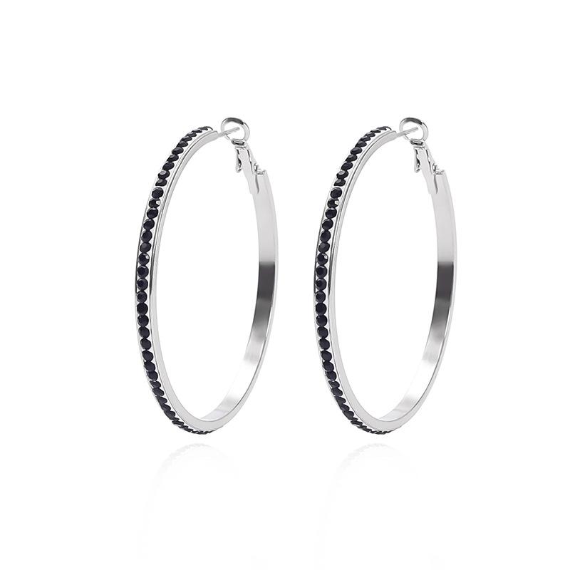 

Customized fashionable round exaggerated diamond-set large earrings, earrings, light luxury high-end studs, European and American earrings. 25mm