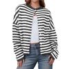 Women's Striped Contrasting Sweater for Autumn and Winter, Long Sleeved Casual Cardigan