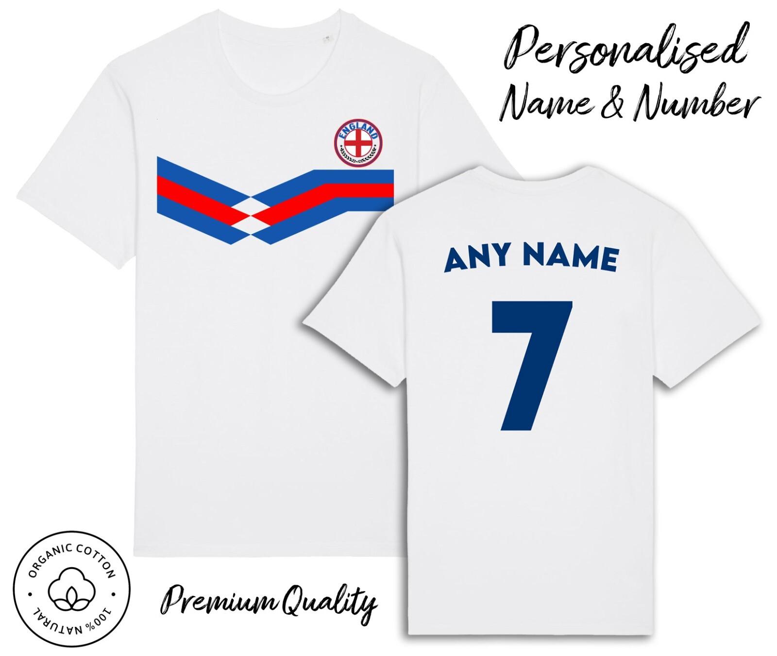 England Strip T-Shirt Mens Womens Tees Top 2024 Personalised Name and No Adult Baby, Football Euro S