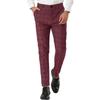 Men's Dress Plaid Slim Fit Flat Front Business Pants With Pockets