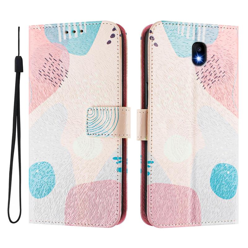 J330 Leather Phone Case For Samsung Galaxy J3 J5 J7 Pro 2017 EU J6 J4 Plus 2018 Coque Flip Cover Wallet Magnetic Painted Cases