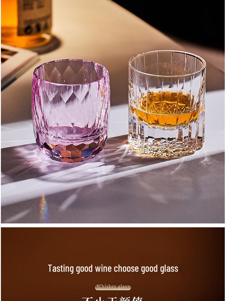 Handcarvat K9-kristallwhiskyglas - Lyxig Edo Kiriko Stjärnburst Design