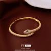 Bracciale Apribile in Zircone Placcato Oro 18k Reale Serpentine Bracciale di Lusso Leggero di Fascia Alta Gioielli di Nicchia Temperamento per Donne