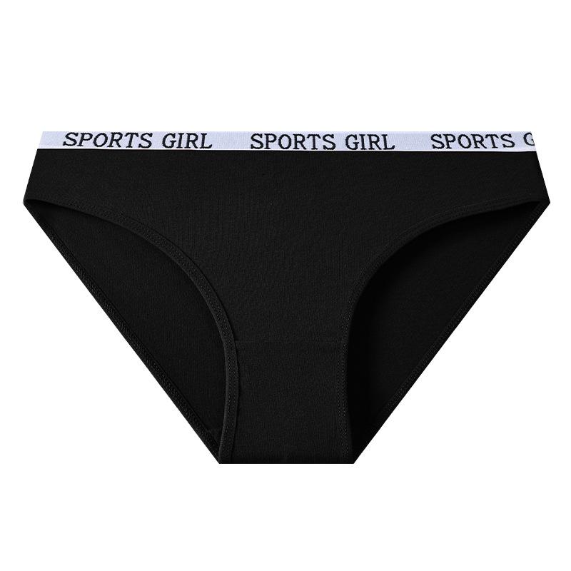 

Трусики с принтом букв, с низкой посадкой, сексуальные, удобные, спортивные, больших размеров, треугольные, из чистого хлопка, женские XS чёрный