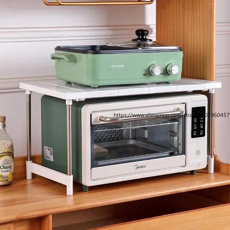 Independent Stainless Steel Microwave Oven Shelf Double Adjustable Kitchen Storage Holders Standing Type Detachable