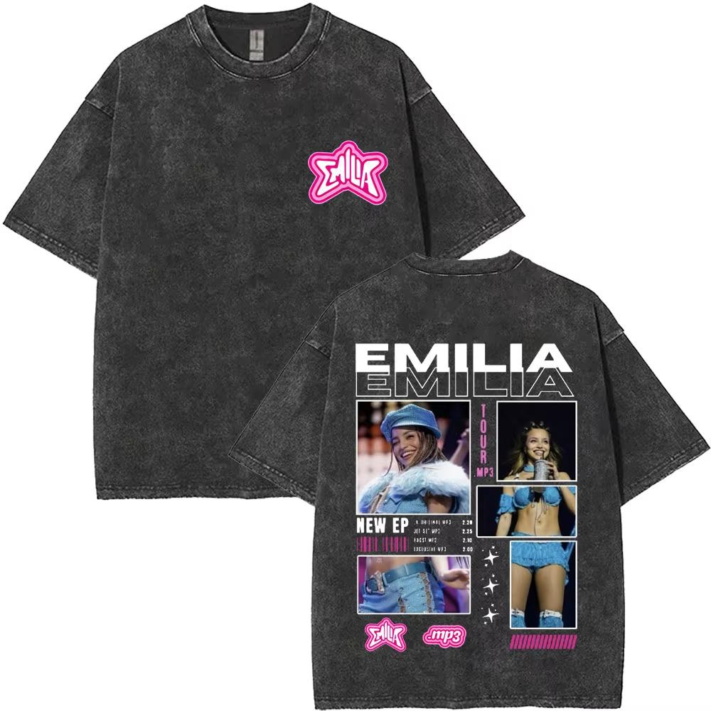 Emilia Mernes MP Tour Tshirts Men Women Fashion Washed Vintage T Shirts Short Sleeve Male Cotton Oversized T Shirt Streetwears