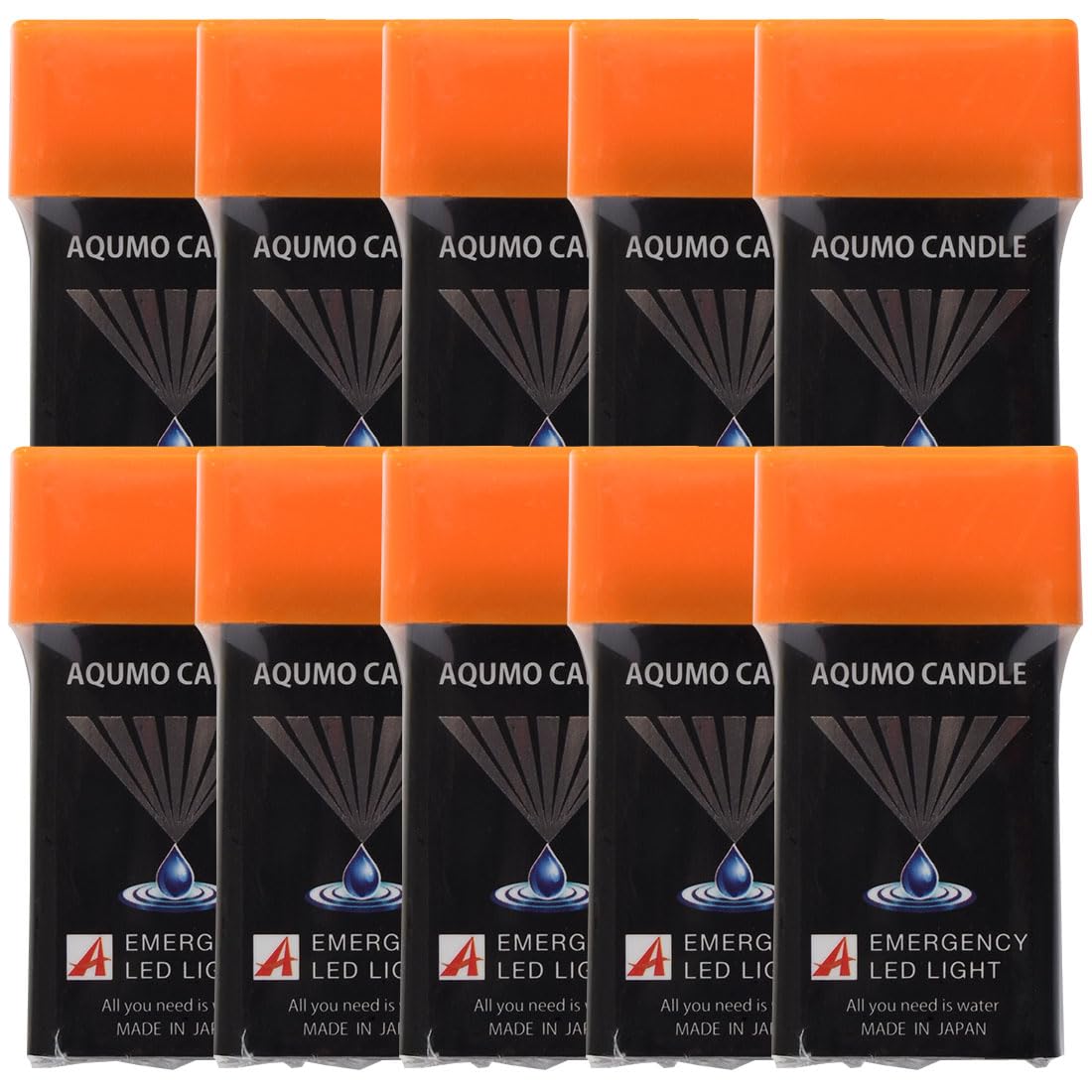 

Akumo Made in Small LED Flashlights that Glow with No Batteries Emergency Light Candle, Japan, (Straight-Line Type) Water, 10-Piece Set, Required, чёрный