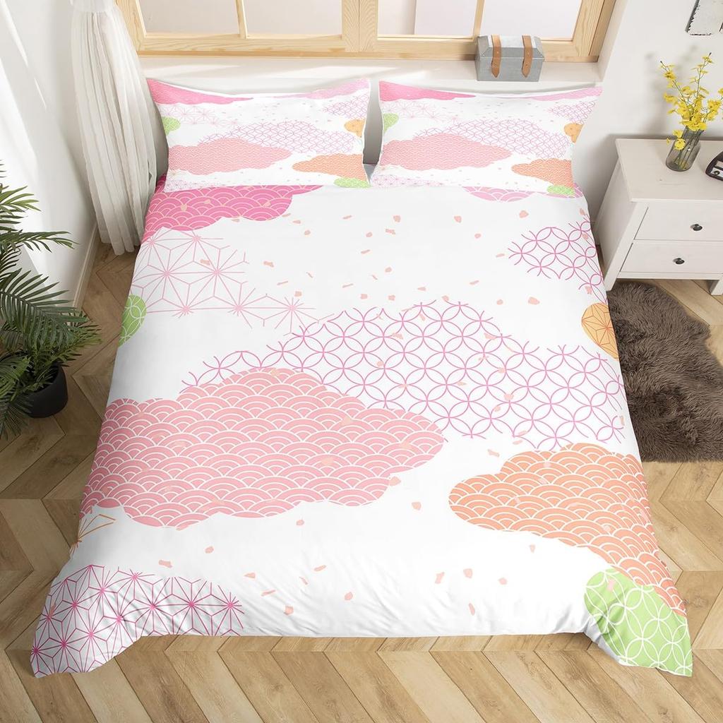 Capa de edredom arco-íris feminino rosa desenho animado conjunto de cama crianças meninas nuvens fofas coroa edredom capa kawaii glitter estrelas colcha capa