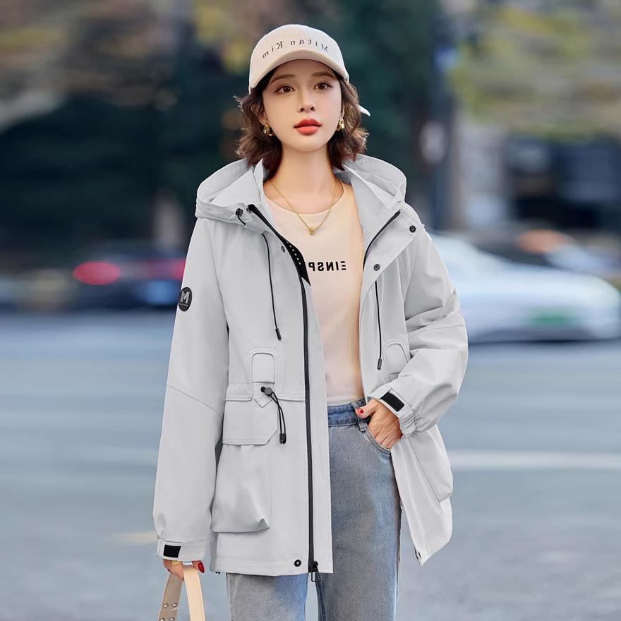 

Розовый тренч женский весенне-осенние модели новая мода свободный и тонкий маленький топ с капюшоном XL светло-синий