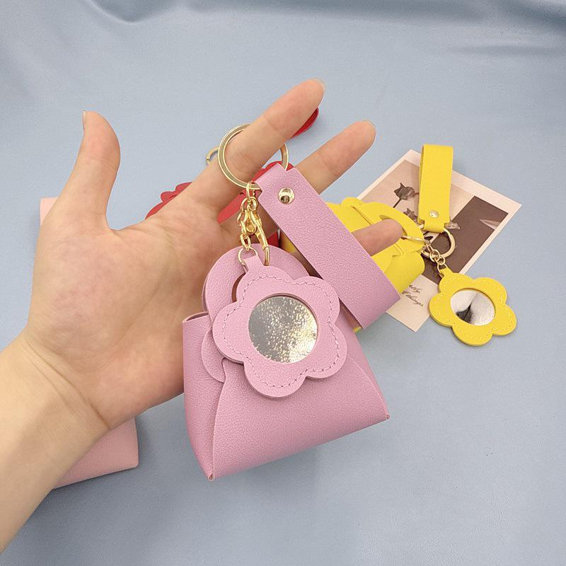 Korean PVC Leather Mini Flower Keychain Bag & Earphone Case