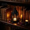 Luminous Figurine for Home Gothic Cathedral LED Candle Lantern, Church Shaped Flameless Tealight Lamp, Holiday Party Ornament Spooky Vintage