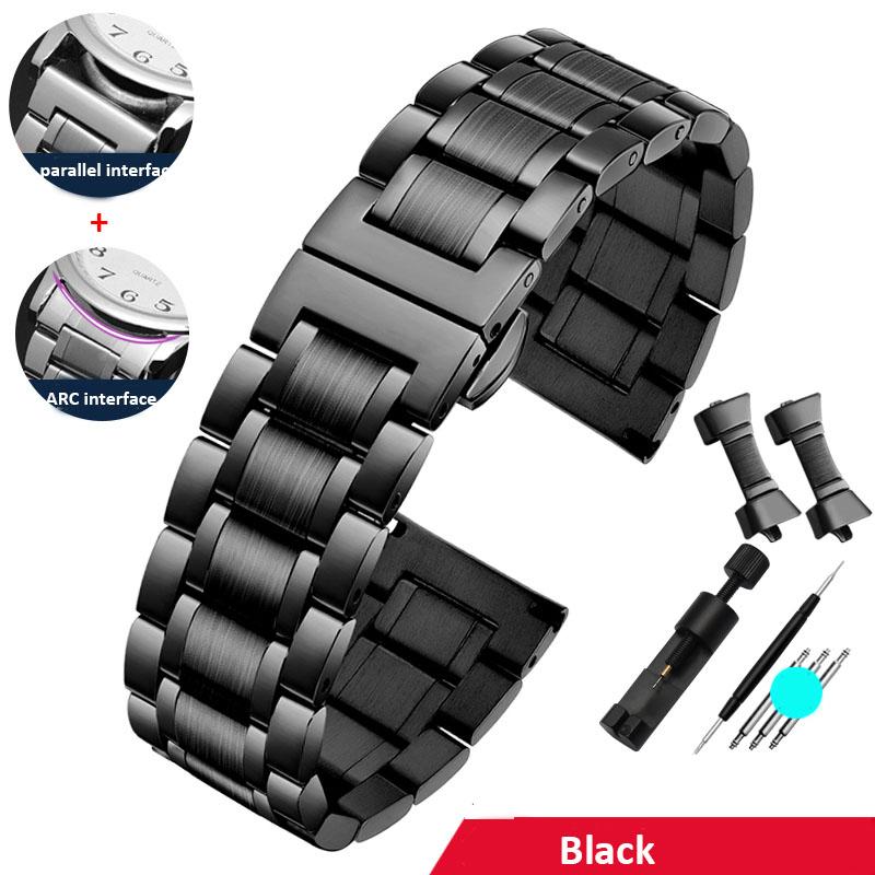 316L Solido Estremità Curva Acciaio Inossidabile Cinturino per Orologio Due Interfacce Catena per Orologio 16 18 19mm 20mm 21mm 22mm 23mm 24mm Braccialetto Strap