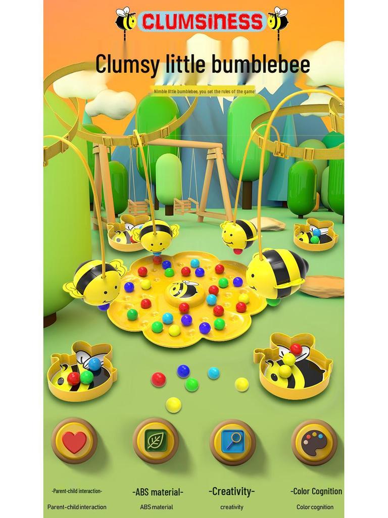 Clumsy Little Bee Magnetic Beads Fishing Game: Interactive Multiplayer Toy for Kids and Parents