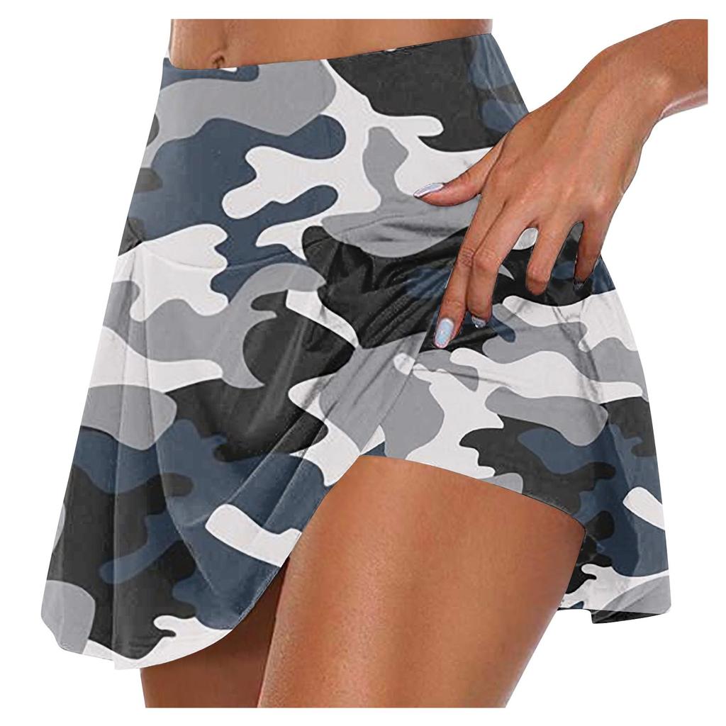 Women's Athletic Stretchy Pleated Tennis Skirts Run Yoga Inner Shorts Elastic Sports Golf Skorts
