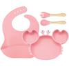 Crab-Themed Silicone Tableware Set: 9-Piece Baby Feeding Kit with Meal Plate, Bowl, Spoon, and Fork