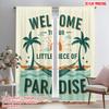 2pcs 2D Flat Printing Window Drapes Welcome Little Piece Paradise Polyester Fabric Without Electricity Festive Holiday for Home