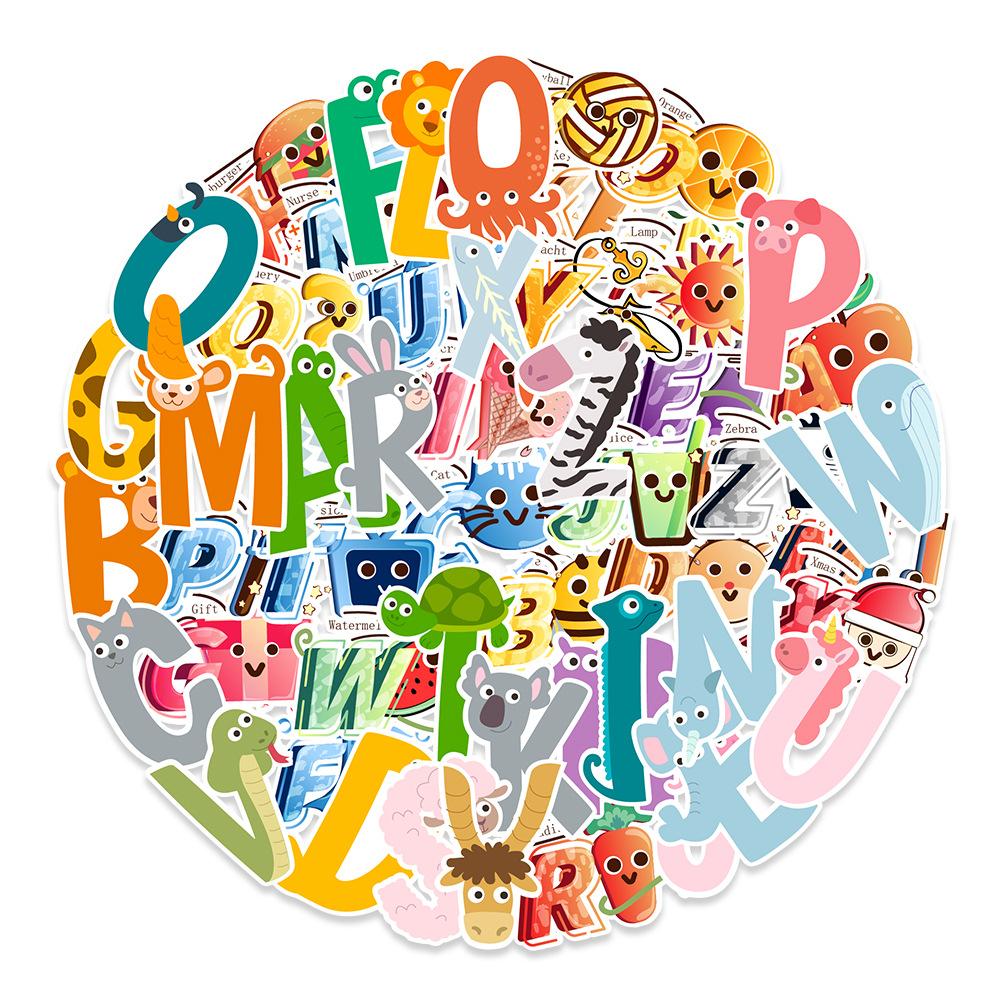 52 English Letters Learning Stickers Wall Cabinet Refrigerator Water Cup Decoration Stickers Waterproof