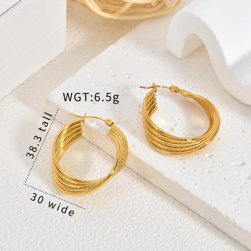 Gold Stainless Steel Earrings Light Luxury Premium Exaggerated Plain Ring Earrings