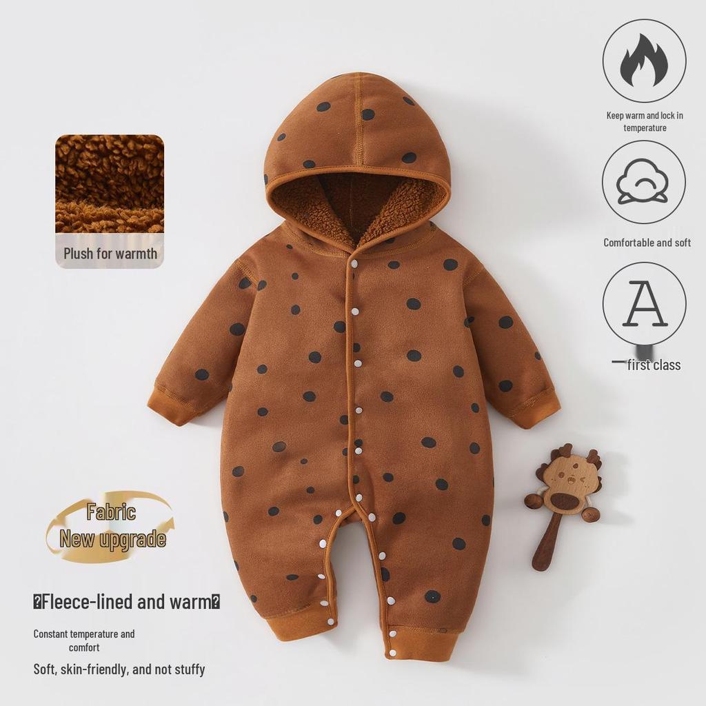 Fleece-lined Baby Romper for Autumn/Winter | 0-1 Year Warm Outing Crawling Suit by Anyang Baby & Children's Wear