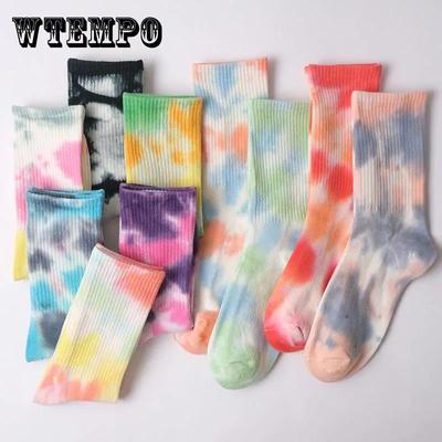 Two Pairs of Unisex Tie-dye Socks Personalized Street Sports Skateboard Socks Basketball Socks