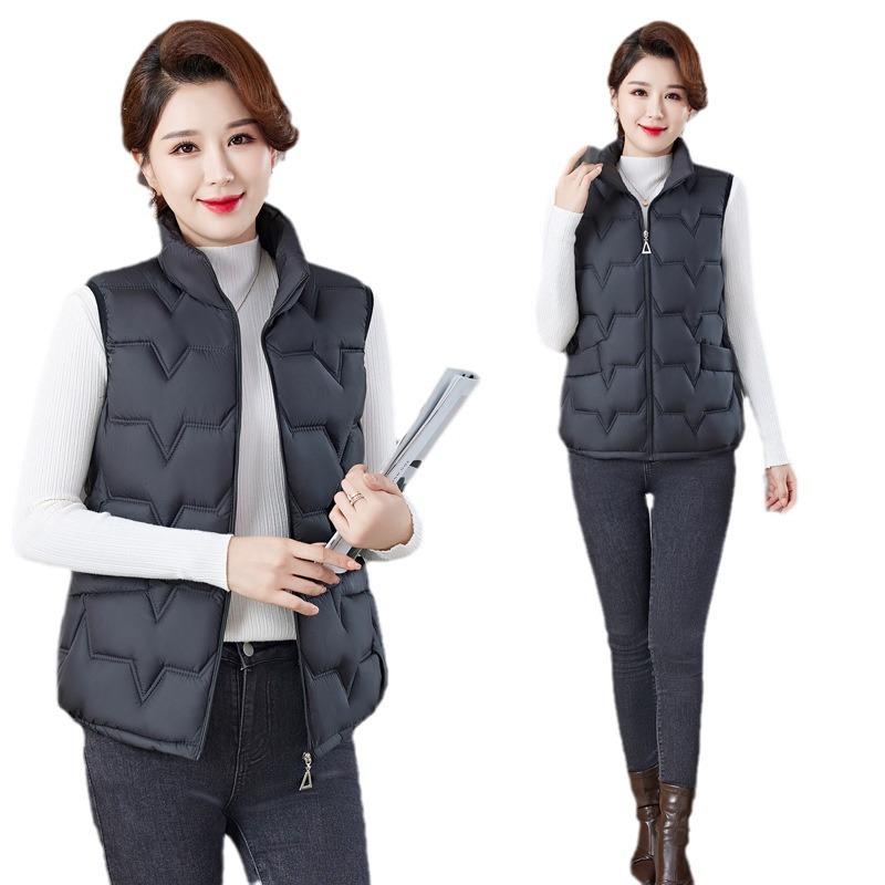 Nowa lekka bawełniana kamizelka krótka kurtka dopasowana bez rękawów wiatroodporna damska kamizelka z bawełny puchowej