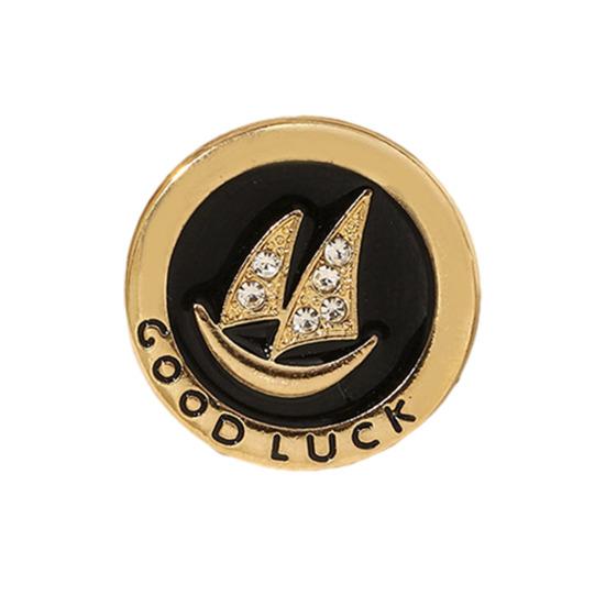 Brooch Pin Sparkling Rhinestones Inlaid Sailing Ship Pattern Smooth Polished Surface Suit Neck Badge Anti-exposure Buckle