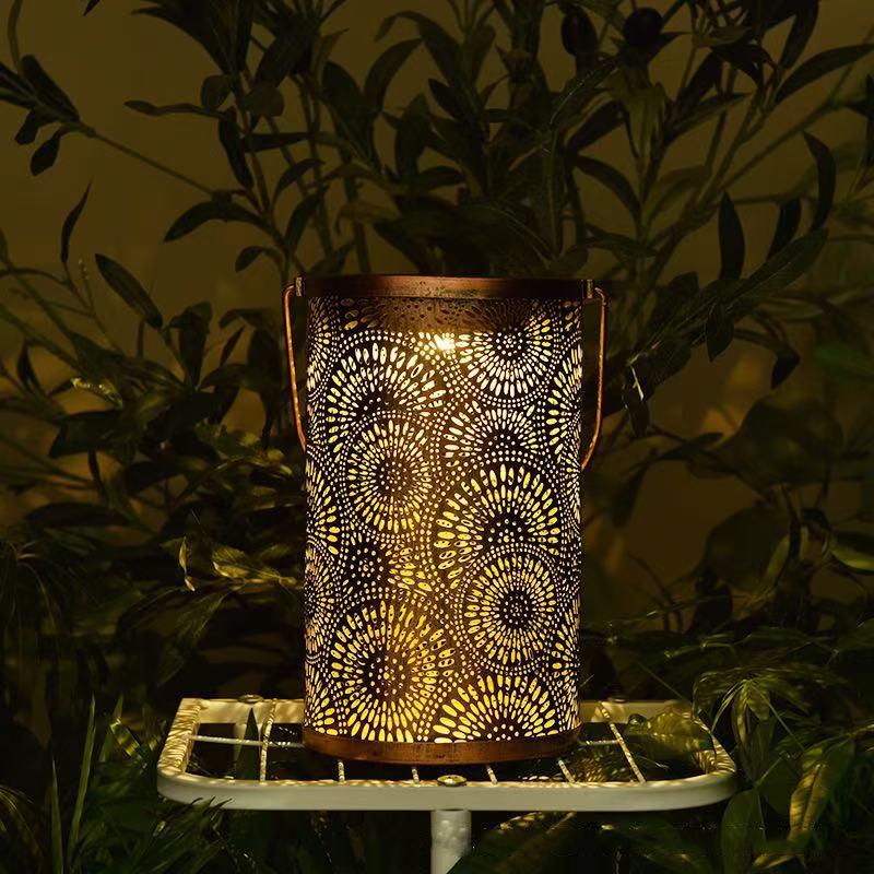 Solar LED Sunflower Hanging Lamp: Waterproof Wrought Iron Outdoor Courtyard Light