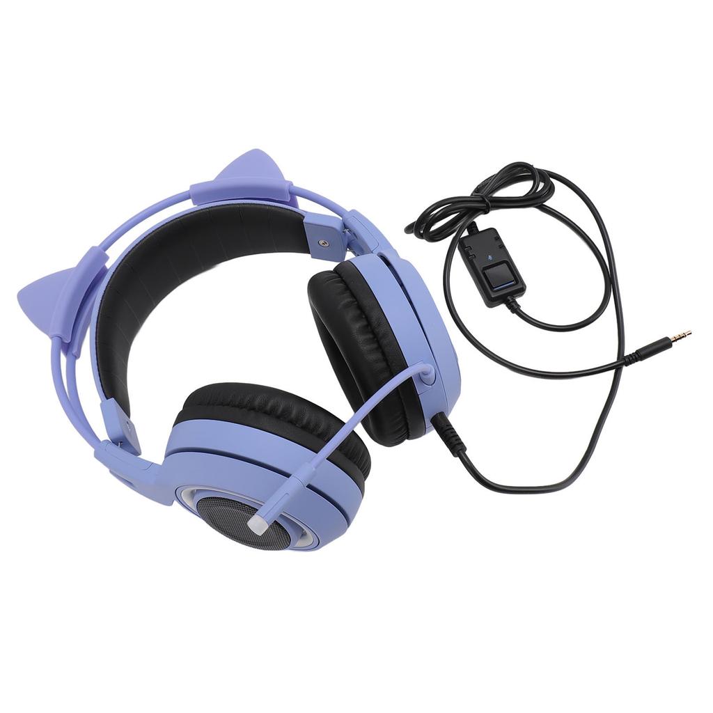 Gaming Hdset 3.5mm Plug Stereo Noise Reduction Cute Cat   Over r Hdphone with Mic for Girls for X BOX PC Phone