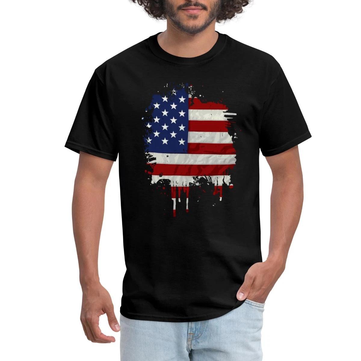 USA National Flag Splatter 4th of July Men s T-Shirt M