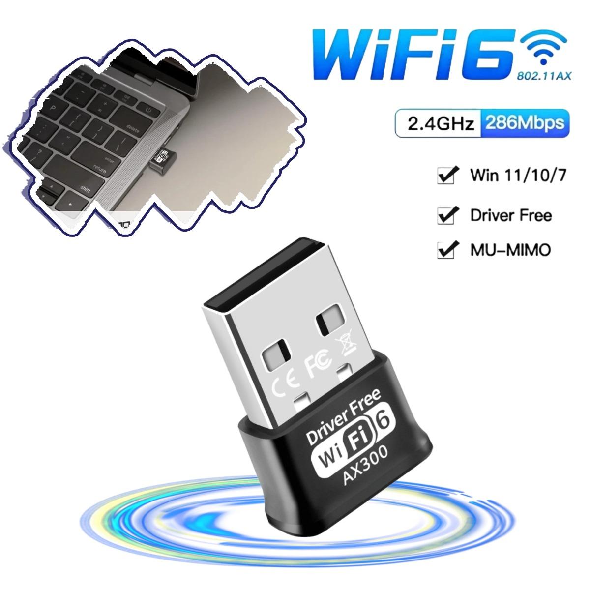 

WIFI 6 USB Adapter AX300 Network Card Mini USB Dongle 2.4GHz 802.11AX Wireless Dongle Receiver For Win 7/10/11 Drive Free