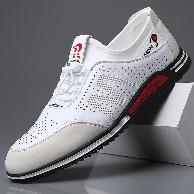Spring and summer new men's sports and leisure leather shoes men's youth trend shoes versatile little white shoes trend Korean version of heightening